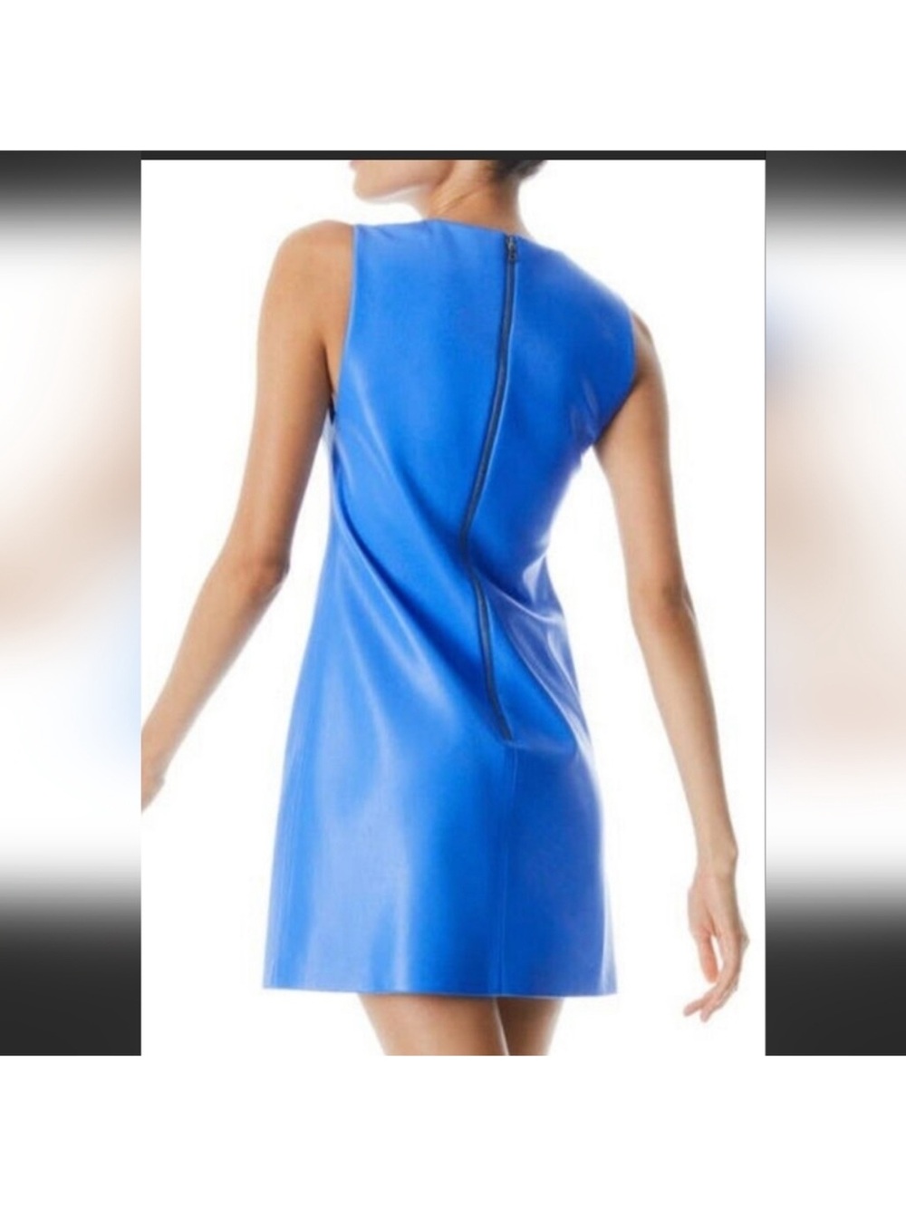 Sleeveless Blue Shift Dress with Back Zipper